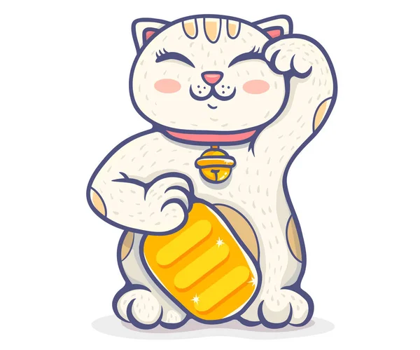 Векторный кавайский счастливый кот — стоковый вектор