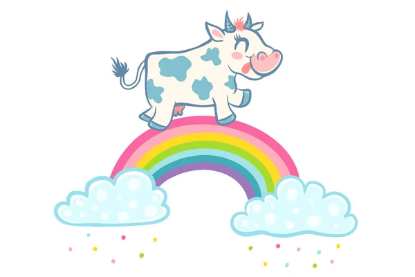 Cow on rainbow — ストックベクタ