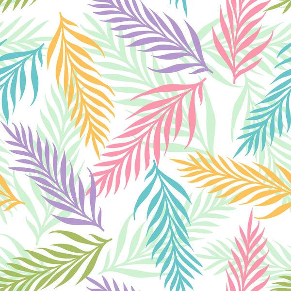 エキゾチックな葉を持つベクトルシームレス熱帯パターン 熱帯植物とベクトル花パターン カラフルな葉 — ストックベクタ