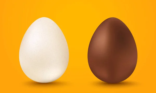 Vektör Paskalya Için Iki Yumurta Bıraktı Sarı Arka Planda Paskalya — Stok Vektör