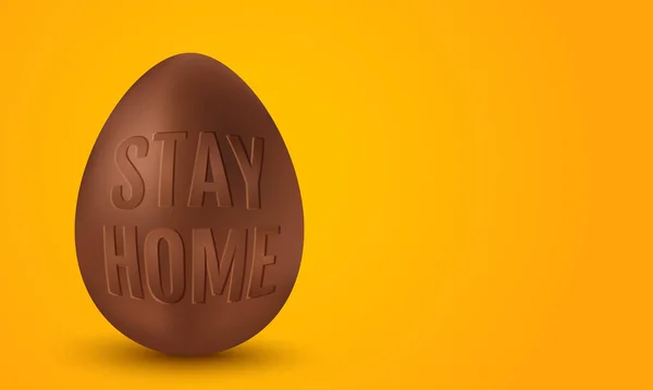 Vector Huevo Chocolate Para Pascua Con Texto Quedarse Casa Ilustración — Archivo Imágenes Vectoriales