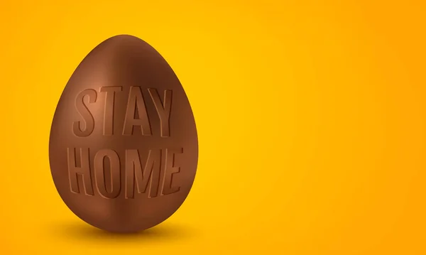 Huevo Chocolate Para Pascua Con Texto Quedarse Casa Ilustración Huevo —  Fotos de Stock