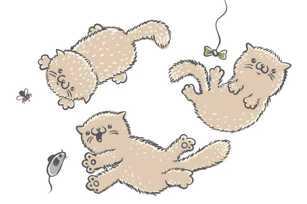 Διάνυσμα Που Εικονογραφήσεις Των Χαριτωμένων Γάτες Παιχνίδια Διάνυσμα Χαριτωμένο Γάτα — Διανυσματικό Αρχείο