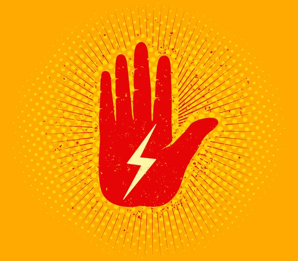 Vintage Vector Illustratie Van Een Hand Met Bliksem Retro Vector — Stockvector