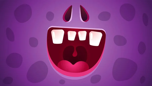 Vector Cute Face Purple Monster Halloween Mask Faces Mask Kawaii — Stock Vector