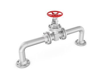 Metal kapak üzerinde eğri boru işleme, beyaz arka plan izole.