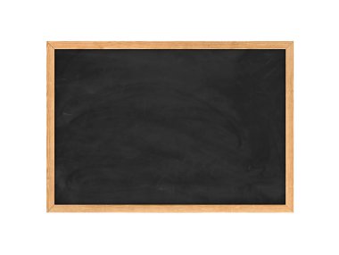 Yeni siyah yazı tahtası beyaz arka plan üzerinde izole ahşap çerçeve render.