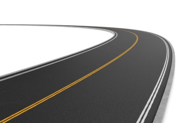 Beyaz arka plan üzerine bükme iki yönlü yol oluşturma.