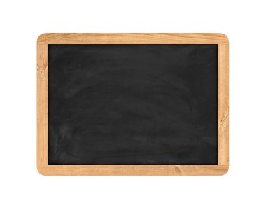 Yeni siyah yazı tahtası beyaz arka plan üzerinde izole ahşap çerçeve render.