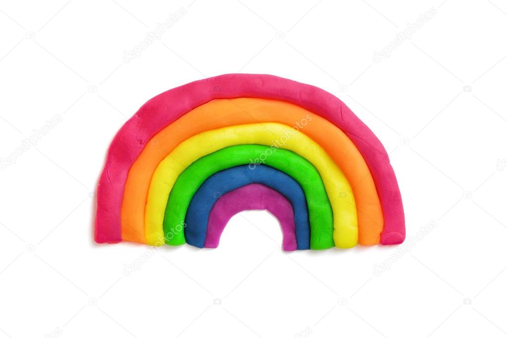 Rainbow made from plasticine isolated on a white background