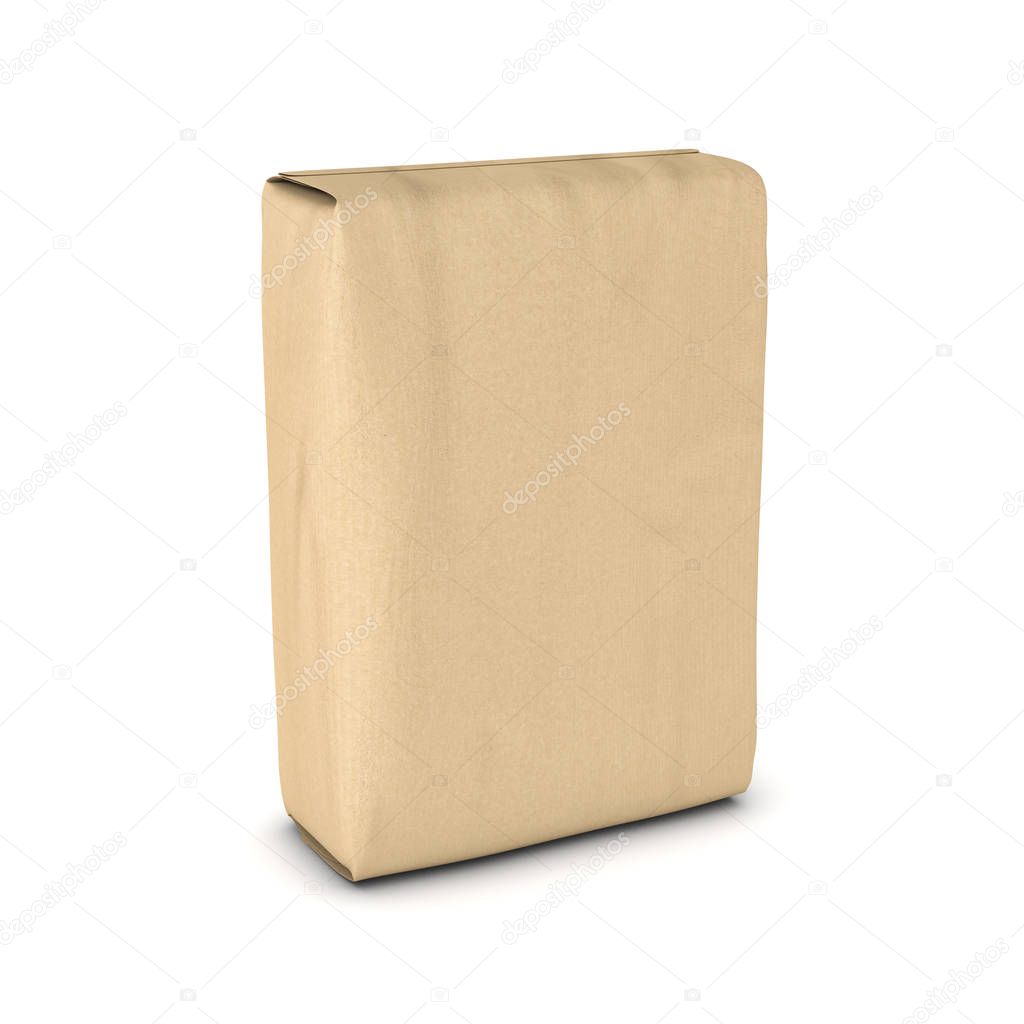 Rendering sack of cement isolated on white background