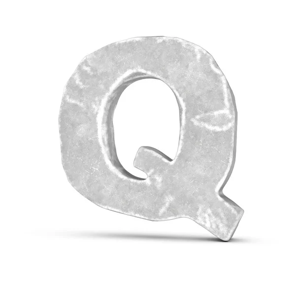 Изображение каменной буквы Q на белом фоне . — стоковое фото