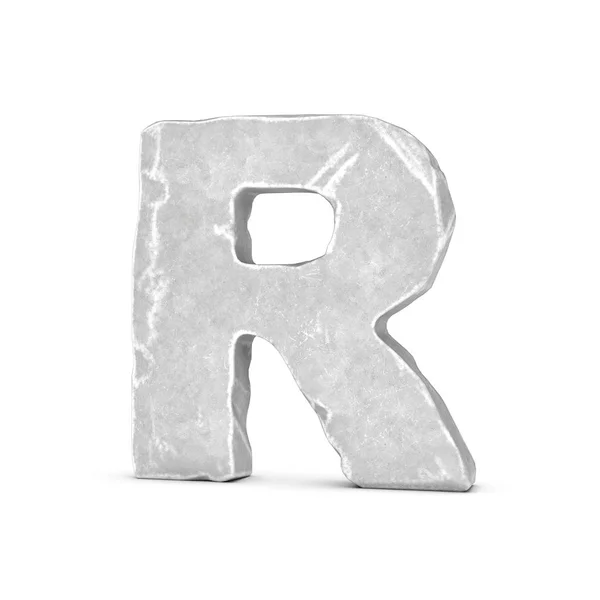 Rendering av sten bokstaven R isolerad på vit bakgrund. — Stockfoto