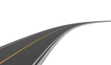 İki yönlü yol sağda beyaz arka plana bükme render.