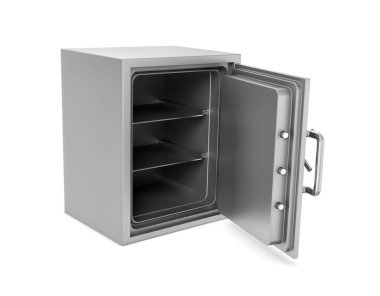 Beyaz arka plan üzerinde izole açık kasa kırık kapı ile render.