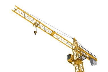 Beyaz arka plan üzerinde izole sarı Vinçler, alt görünümü, render.