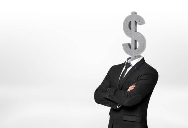 Kafasını yerine dolar işareti olan işadamı