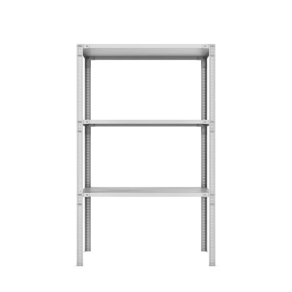 Representación de estante metálico ligero de tres pisos aislado sobre el fondo blanco . —  Fotos de Stock