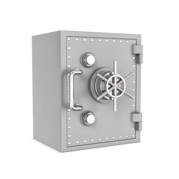 Rendering of steel safe box, isolated on white background