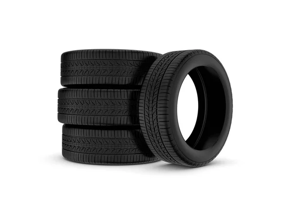 Representación de neumáticos negros, aislados sobre fondo blanco . —  Fotos de Stock