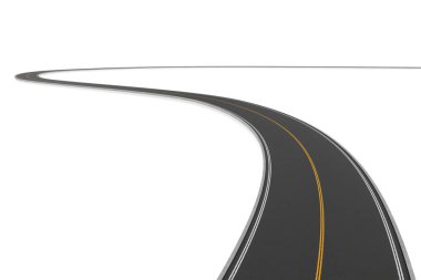 Beyaz arka plan üzerine bükme iki yönlü yol render.