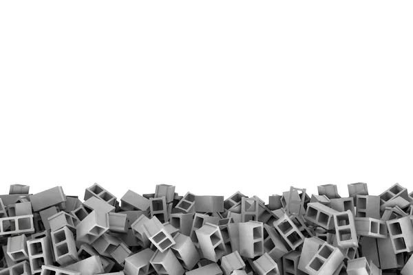Quadro de renderização feito de blocos de cinzas cinzentas deitado na parte inferior no fundo branco . — Fotografia de Stock