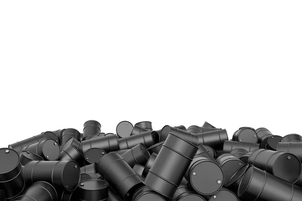 Renderelés nagy halom fekete olaj hordóval elszigetelt fehér background — Stock Fotó