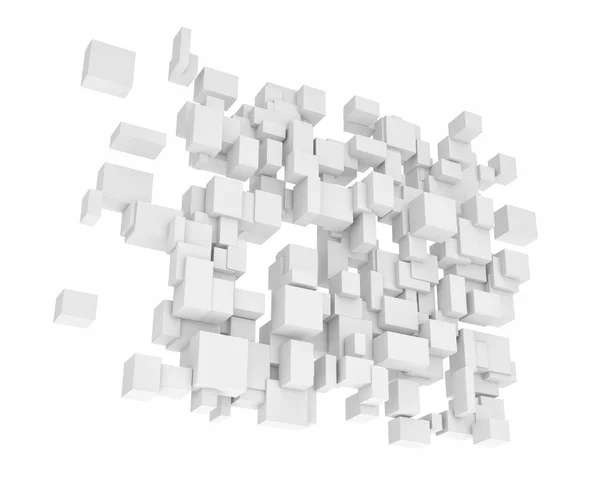 Rendering of white square and rectangle blocks hanging vertically — Stock Photo, Image