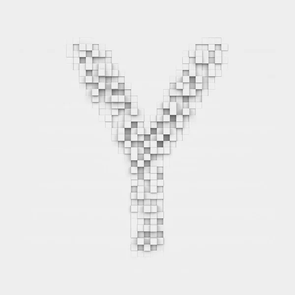 Representación de la letra grande Y compuesta de baldosas irregulares cuadradas blancas — Foto de Stock