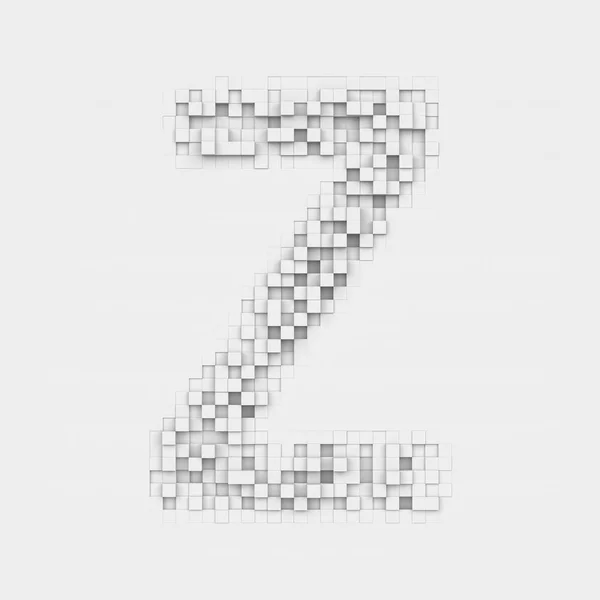 Rendering grande lettera Z composto da piastrelle bianche quadrati irregolari — Foto Stock