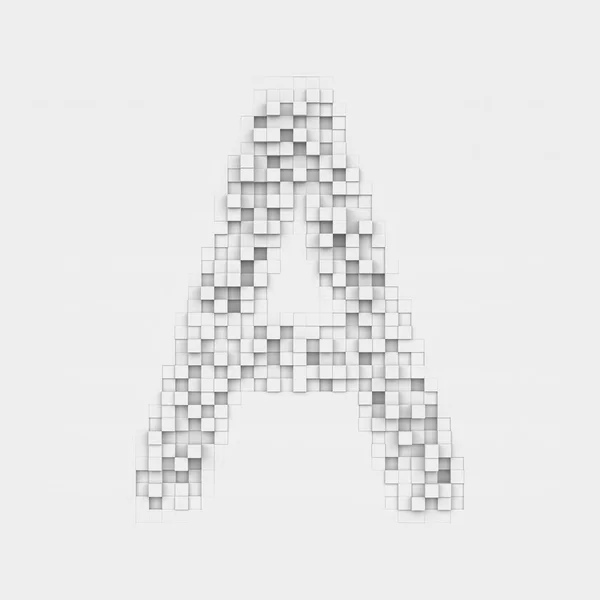 Renderowanie duża litera A składa się z białych płytek kwadratowych nierówna — Zdjęcie stockowe