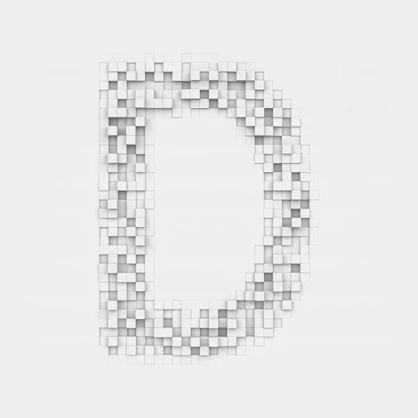 Representación de letra D grande compuesta de baldosas irregulares cuadradas blancas —  Fotos de Stock