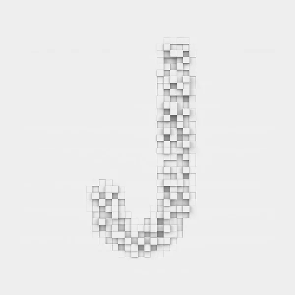 Grote letter J samengesteld uit witte vierkant ongelijke tegels renderen — Stockfoto