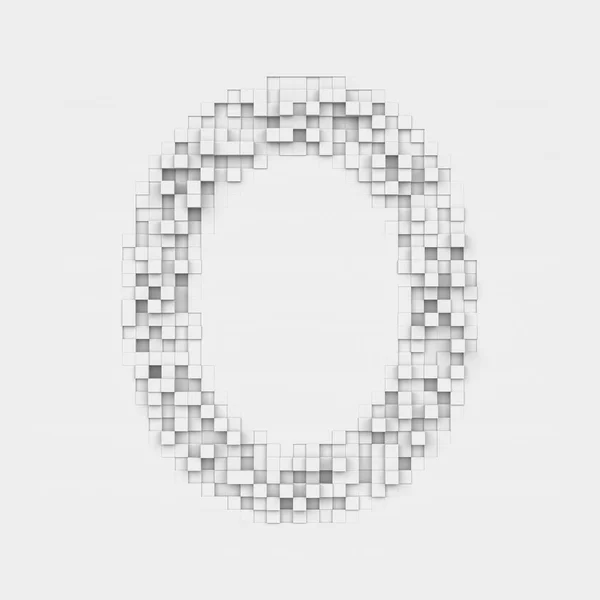 Representación de la letra grande O compuesta de baldosas irregulares cuadradas blancas —  Fotos de Stock