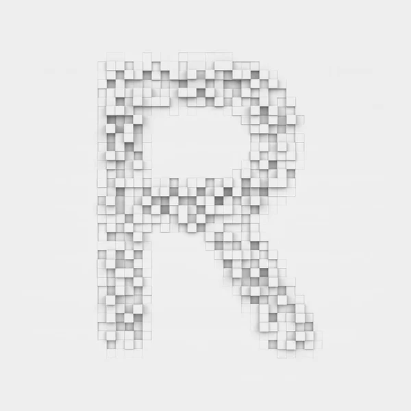 Representación de letra grande R compuesta de cuadros cuadrados blancos irregulares — Foto de Stock