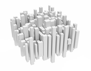 Farklı boyutlarda düzensiz beyaz dikey sütunlar oluşturma