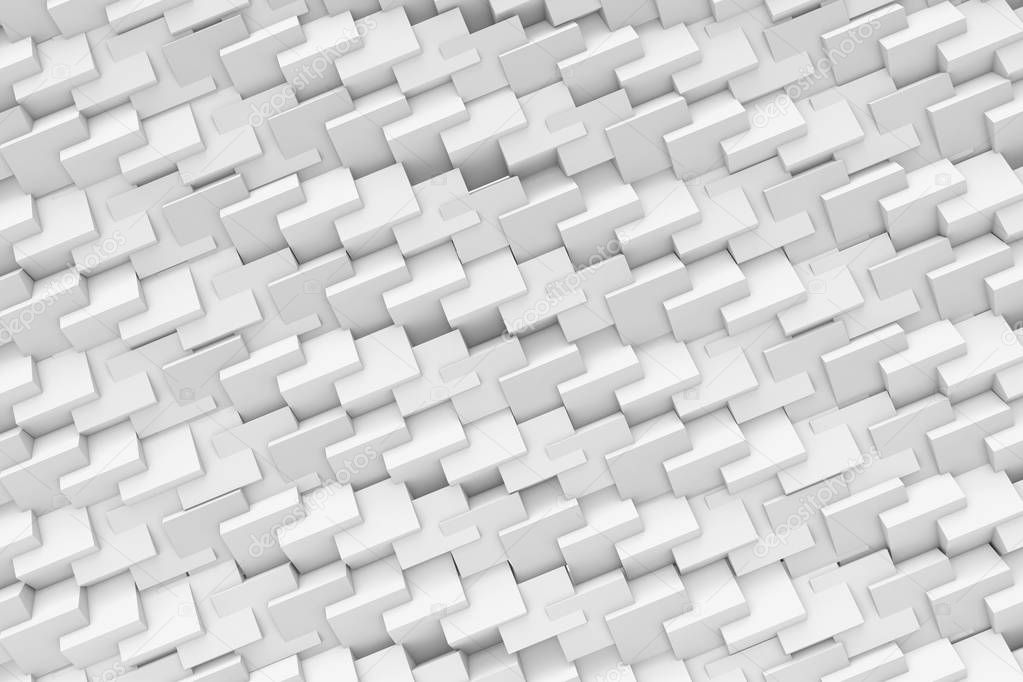 Rendering abstract texture made of repeated faceted cubes on white background