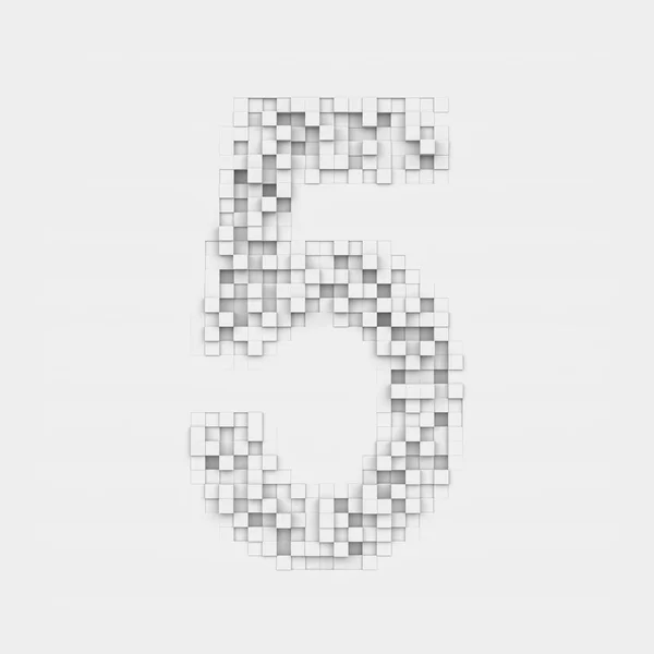 Representación número 5 compuesto por baldosas blancas cuadradas irregulares — Foto de Stock