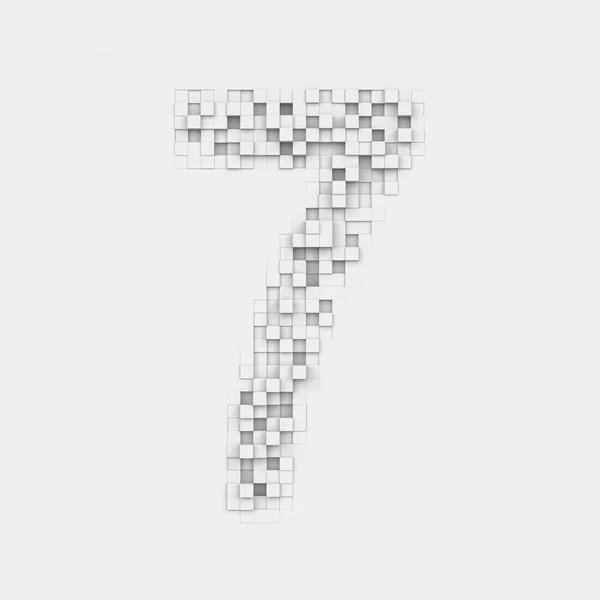 Номер 7 складається з білих квадратних нерівних плиток — стокове фото