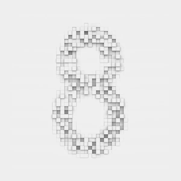 Representación número 8 compuesto por baldosas blancas cuadradas irregulares —  Fotos de Stock