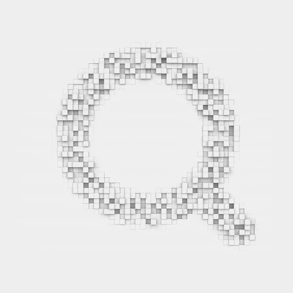 Representación del icono de búsqueda en blanco compuesto por muchos bloques irregulares cuadrados . — Foto de Stock
