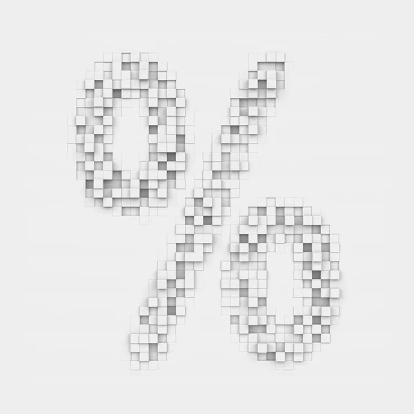 Vykreslování velké procento symbol složený z bílé čtvercové nerovnoměrné dlaždice — Stock fotografie