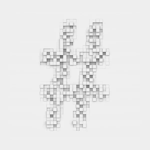 Representación de gran octothorp símbolo compuesto de azulejos blancos cuadrados irregulares — Foto de Stock