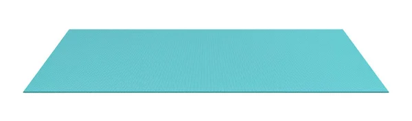 3D-rendering av en blå rullade ut yogamattan på vit bakgrund. — Stockfoto