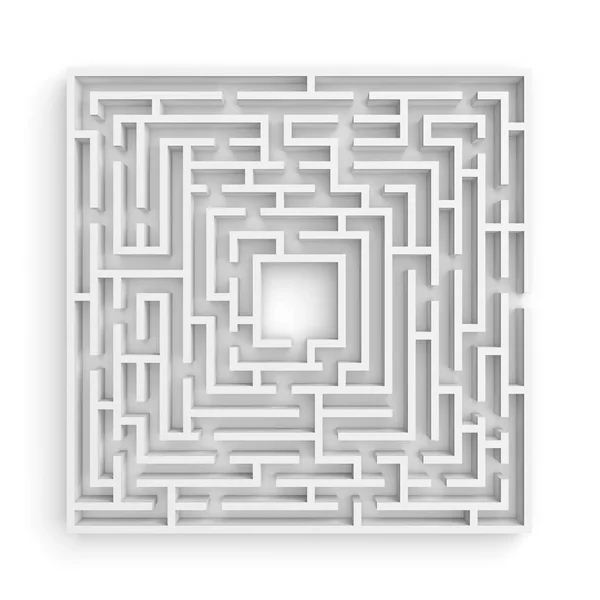 3d rendering of a white square maze on white background in front view. — Stock Photo, Image