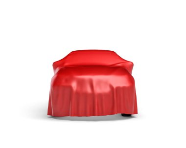 45 derece görünümünde kırmızı kumaş kaplı bir araba 3D render.