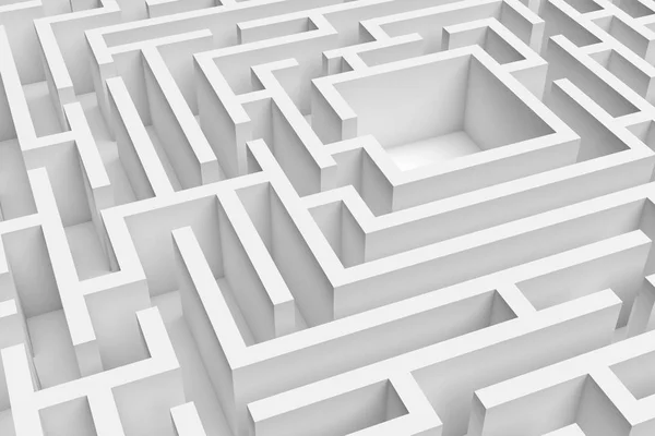 3D rendering of the white square maze consruction approximated — Stock Photo, Image