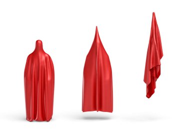 3D Render kırmızı elbiseler beyaz arka plan üzerinde izole bir adamın bir silouhette yapma