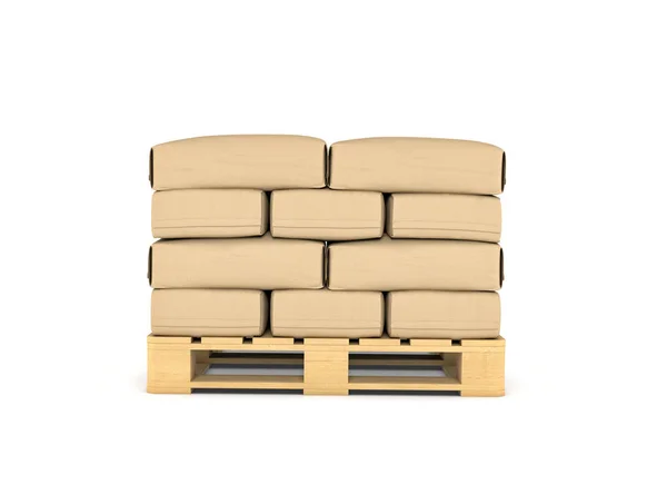 Rendering of large paper bags rest on pallet — Stock Photo, Image