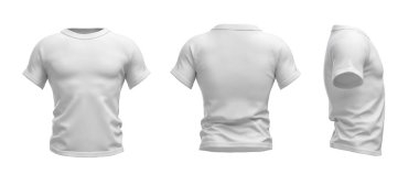 yan ve arka Beyaz tişört, bir gerçekçi erkek gövde şeklinde bir 3D render görüntülemek.